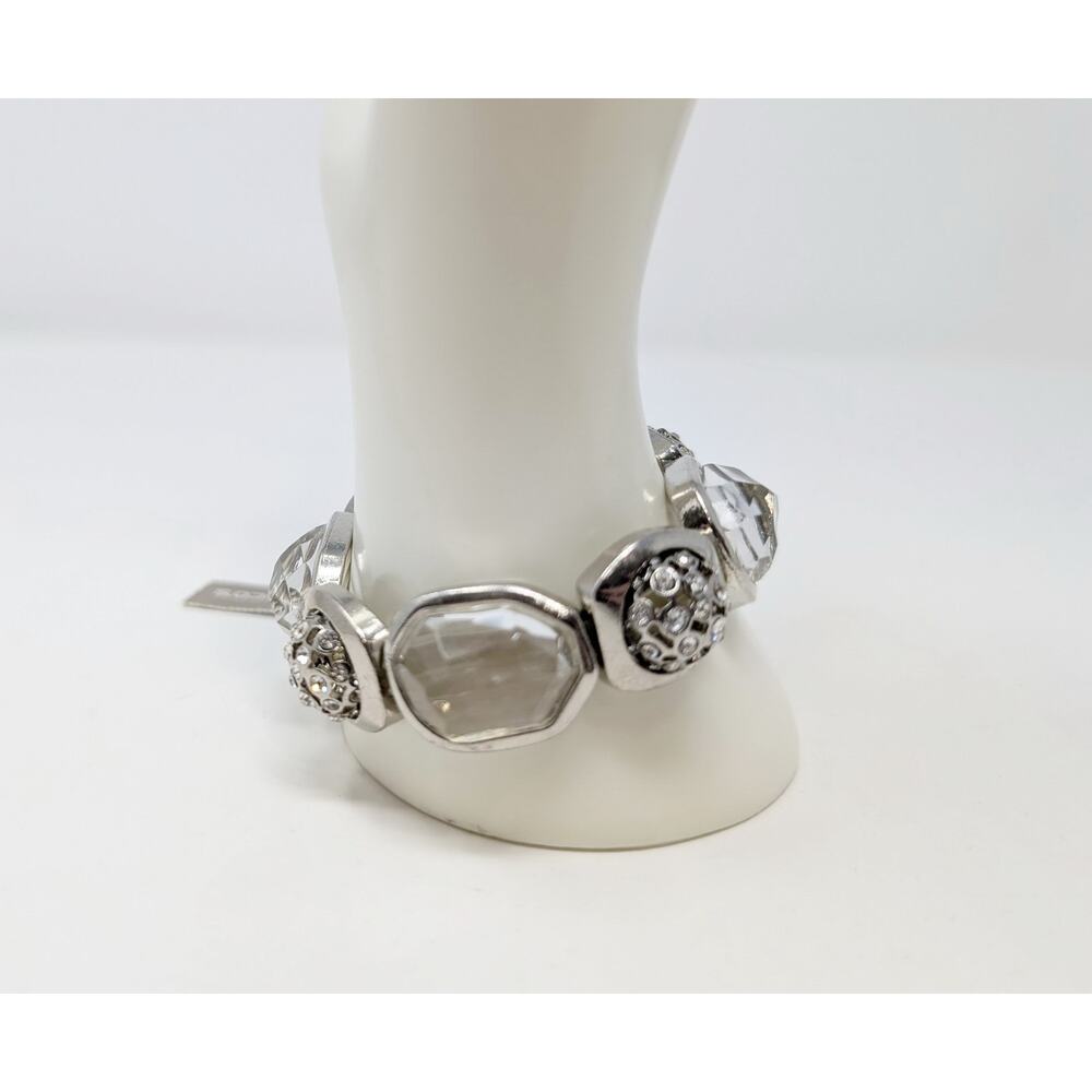 Chico's Bracelet Silver Tone Roselle Chunky Glass Crystal Stretch New